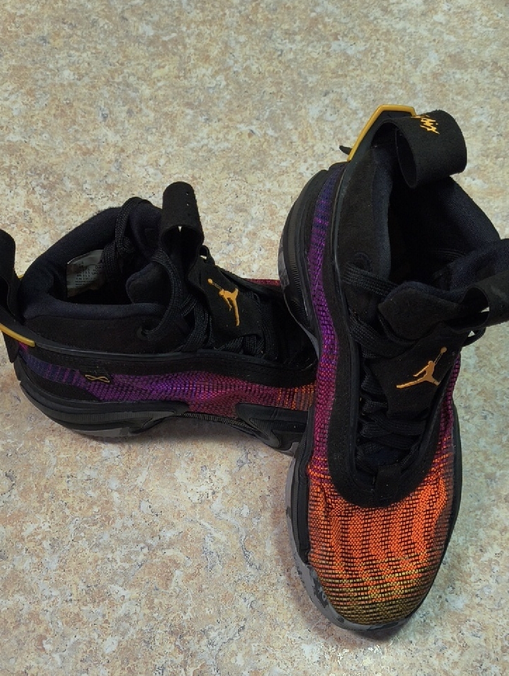 Jordan Gradient Knit Sneakers - Black with Orange & Purple Y5 GUC